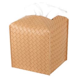 zoocatia Tissue Box Cover PU Leather Tissue Holder Square Facial Tissue Case Facial Paper Organizer Dispenser for Bathroom, Vanity Countertop, Tabletop, Car, Khaki