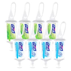 Purell Advanced Hand Sanitizer Variety Pack, Naturals and Refreshing Gel, 1 Fl Oz Travel Size Flip-Cap Bottle with Jelly Wrap Carrier (Pack of 8), 3900-09-ECSC