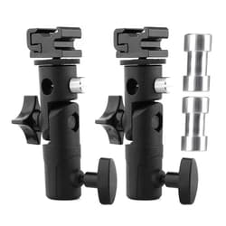 DTOL Camera Speedlite Mount Flash Stand Bracket Umbrella Mount Holder Shoe Mount Compatible with Nikon Pentax Olympus Nissin Metz and Other Speedlite Flashes E Type 2 Pack