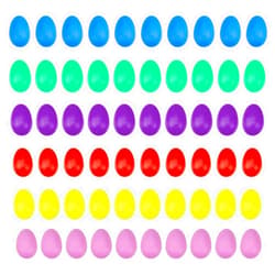 Foraineam 60 Pieces Plastic Egg Shakers Percussion Musical Eggs Maracas Colorful Easter Egg Noisemaker Musical Instruments for Party Favors Supplies Music Learning DIY Painting