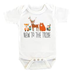 Witty and Bitty New To The Tribe woodland animals Onesie/Bodysuit