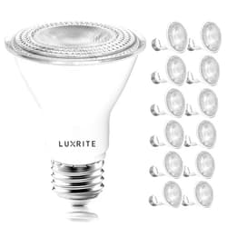 LUXRITE 12 Pack PAR20 LED Bulbs, 50W Equivalent, 3000K Soft White, Dimmable LED Spotlight Bulb, Indoor Outdoor, 7W, 500 Lumens, Wet Rated, E26 Standard Base, UL Listed