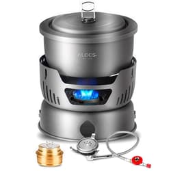 ALOCS Camping Cookware Set, 11 Piece Lightweight Camping Cooking Set with Alcohol Stove & Gas Stove Burner, Portable & Durable Camping Pot Camping Gear for Camping, Hiking & Outdoor Picnics