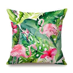 Solekla Tropical Throw Pillow Cover, Flamingo Pillow Cover, Botanical Decorative Pillow Case, Green Cushion Cover for Sofa Couch Chair Bed, 18 x 18 Inches
