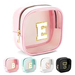 YOOLIFE Mini Makeup Bag | Clear Makeup Bag Toiletry Case | Portable Make Up Organizer | Small Cosmetic Bag for Purse | Best Friend Birthday Gifts Teacher Daughter Gifts | Gifts for Girls | Pink E