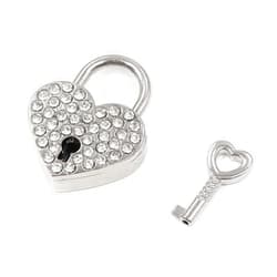 T Tulead Heart-Shaped Lock Old Lock Heart Silver Mini Padlock 1.51