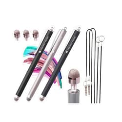 The Friendly Swede Mesh Tip Stylus Pen for Touchscreen — 3-Pack Micro-Knit Capacitive Stylus Pen for iPad & iPhone with 3 Replaceable Fiber Tips, Elastic Lanyards & Screen Cleaning Cloth