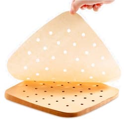 MFJUNS 200PCS Parchment Paper, 9 Inch Square Air Fryer Liner, Filter Paper, (100 Perforated & 100 Imperforate), Non-Stick Baking Paper for Steamers, Cake Pan