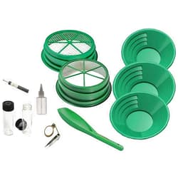 SE 11-Piece Gold Panning Kit - Complete Prospecting Set with Pans, Sieves, Tweezers, Snifter Bottle, Sand Magnet, and More - Ideal for Beginners and Enthusiasts - GP5-KIT111