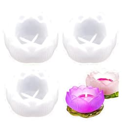 AIFUDA 3 Pcs Lotus Resin Molds, AIFUDA Resin Silicone Casting Molds Making DIY Trinket Dish, Storage Container, Candle Holder, Jewelry&Plant Pot