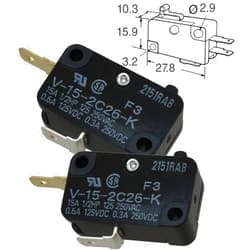 Omron V-15-2C26-K (Pack of 2) Basic/Snap Action Switches Miniature Basic Switch