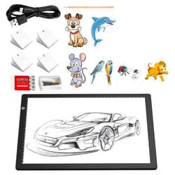 KOBAIBAN A4 Light Pad with 4 Clips, Ultra-Thin LED Light Board for Diamond Painting, Stepless Dimmable Brightness USB-C Power Light Table for Tracing, Light Box for Sketching, Drawing, Weeding Vinyl
