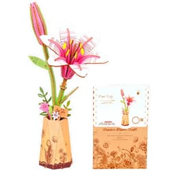 ROBOTIME Lily Flower Kit, 3D Wooden Flower Puzzle for Adults, Relax Craft for Adults Women, Wooden Artificial Flower Decorations & Centerpieces for Table, Gift for Valentine's Day/Mother's Day