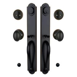TMC Double Door Handleset with Knob Handle for Front Door in Aged Bronze (Keyed Entry Handle and Dummy Hanleset),MDHST201810B-KB-DOUBLE