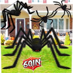 OleFun 4 Pack Halloween Giant Spider Decorations, Realistic Scary Spider Props for Halloween House Decorations, Ideal Halloween Indoor, Outdoor and Party Decorations