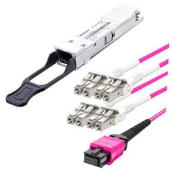 10Gtek 1 Pack of 40 Gigabit QSFP+ MPO Multi Mode Transceiver 40GBASE-SR4 Module for Mellanox MC2210411-SR4 and 1 Pack of MPO to 8X LC Fanout Fiber Jumper Patch Cord