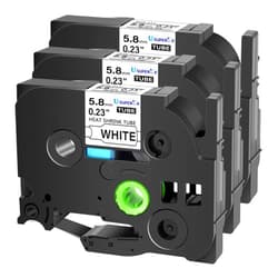 USUPERINK 3 Pack Compatible for Brother ptouch HSe-211 HSe211 HS-211 HS211 5.8mm HSE Black on White Heat Shrink Tube Label Tape for PT-D400 PT-D450 PT-E300 PT-E500 PT-P750WVP Printer (0.23''x 4.92ft)