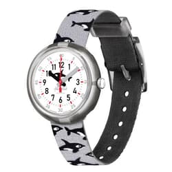 Flik Flak Unisex-Kid's Standard (R25 Power TIME 5+) bio-sourced Plastic Quartz Silicone Strap, Grey, 20 Casual Watch (Model: ZFPNP085)