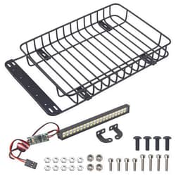 Share Goo ShareGoo RC 1/10 Metal Roof Rack Luggage with 40Led Roof Light Bar Compatible with Traxxas TRX4 Axial SCX10 90046 Tamiya CC01 D90 Wrangler 1/10 RC Crawler Car