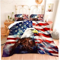 Motorax American Flag Comforter Sets Full Size Bald Eagle Soft Microfiber Quilt Bedding Sets for Boys, Full - 1 Comforter + 2 Pillowcases