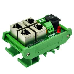 CZH-LABS DIN Rail Mount 2 Ports Passive RJ45 PoE Power Injection Board, Power Over Ethernet Injector Module.