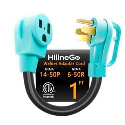 HILINEGO Nema 14-50P to 6-50R Welder Adapter Cord, 50 Amps, Heavy Duty STW 6 AWG, 250V 12500 Watt, 12Inch, ETL Listed