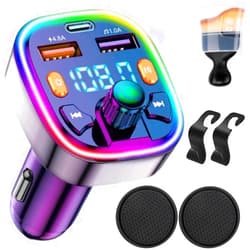 FOTN Bluetooth Car Adapter Fm Bluetooth Transmitter Car Handsfree Call Car Charger Wireless Bluetooth Fm Transmitter Radio Receiver Mp3 Audio Music Stereo Adapter Compatible with All Smartphones (Q5)