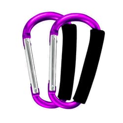 BanYakong Stroller Hooks by Baby,2 pcs Carabiner Stroller Hook Organizer for Hanging Purses, Diaper Bag, Shopping Bags. Clip Fits Single/Twin Travel Systems, Car Seats and Joggers (Purple)