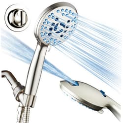 AquaCare As-Seen-On-TV High Pressure 8-setting Handheld Shower Head - Built-in Power Wash to Clean Tub, Tile & Pets, Overhead & Wall Brackets, Pure-Clean Nozzles, Extra-long 6 ft. Stainless Steel Hose