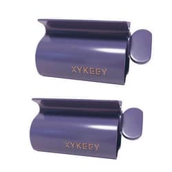 XYKEEY Toothpaste Tube Squeezer - Set of 2 Toothpaste Squeezer Rollers, Metal Toothpaste Tube Wringer Seat Holder Stand (Gray)