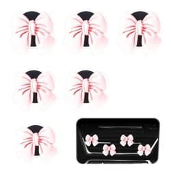 Piriuuo 6 Pcs Pink Bow Car Air Vent Clips, Car Air Freshener Clips Cute Car Air Conditioning Outlet Clip for Car Interior Decoration Accessories Aesthetic Car Stuff for Women Girls