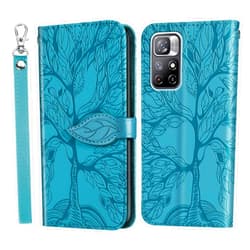 Asdsinfor Compatible with Xiaomi Poco M4 Pro 5G Wallet Case Premium PU Leather with[Card Holder][Kickstand][Wrist Strap] Flip Case Compatible with Xiaomi Poco M4 Pro 5G Life Tree Blue RX