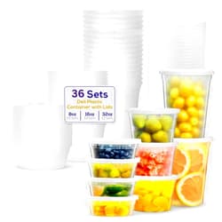 Supreme Select Supreme Deli Plastic Storage Containers with Lids 8oz, 16oz, 32oz [16 sets of each - 48 combo pack] Reusable Food Containers - Microwavable & Freezer friendly - Dishwasher safe - Secure fitting Covers