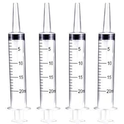 Foosi 20ml Plastic Syringe Without Needle for Liquid - Measuring Syringes with Caps , Separate Sterile Packaging , Pet Medicine Small Syringe for Cats and Dog - 20 ml 4Pack