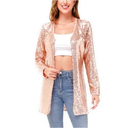 Anna-Kaci Women's Open Front Sequin Coat Las Vegas Blazer Party Club Cocktail Jacket Outerwear