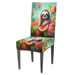 QsirBC Sloth Watermelon Stretch Dining Room Chair Covers Set of 4 Chair Slipcovers Removable Washable Kitchen Seat Covers Chair Protectors for Hotel Party Wedding