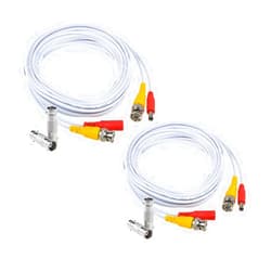Flashmen 2-Pack 25ft HD Video Power Security Camera Cables Pre-made All-in-One Extension Wire Cord with BNC Connectors for CCTV Security Camera (White)