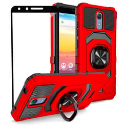 Ailiber Case for Cricket Icon(U304)/AT&T Radiant Core(U304A)/Cricket Vision 2(U304AC)/Vision 3/Wiko Ride W-U300/ATT Calypso(U318AA) Case with Screen Protector, Military-Grade Rotate Ring Kickstand-Red