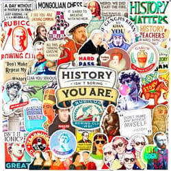 BulbaCraft 100Pcs History Stickers - History Gifts, Party Supplies - Vinyl Laptop Stickers Waterproof - Gift for Women & Men