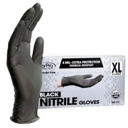 ForPro Professional Collection Disposable Nitrile Gloves, Chemical Resistant, Powder-Free, Latex-Free, Non-Sterile, Food Safe, 4 Mil, Black, X-Large, 100-Count