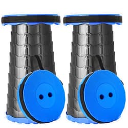 Doseno Upgraded Foldable Stool Thickened Set of 2, Portable Collapsible Stool Retractable Stool, Foldable Portable Collapsible Chair for Fishing, Hiking Tours, BBQ, Parties, Outdoor Activities (Blue)