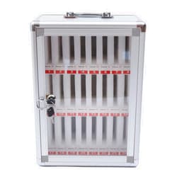 SanBouSi 24 Slots Cell Phone Lockable Storage Box, Aluminum Alloy Cell Phones Storage Cabinet, Wall-Mounted Pocket Chart Phone Lock Box w/Portable Handle for Classroom Office