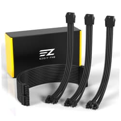 EZDIY-FAB PSU Cable Extension Sleeved Custom Mod GPU PC Power Supply Soft Nylon Braided with Comb Kit 24PIN/8PIN to 6+2Pin/ 8PIN to 4+4PIN-30CM 300MM - Black