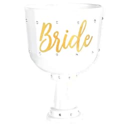 Amscan Stunning White Embellished Bride's Plastic Cup - 26 oz. (1 Pc.) - Elegant Drinkware for Bridal Showers & Bachelorette Parties