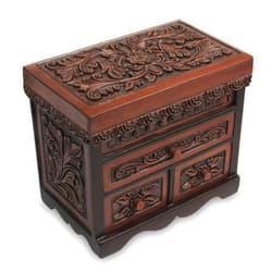 NOVICA Avian Haven (Large) Cedar And Leather Jewelry Box