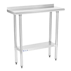 HALLY SINKS & TABLES H Hally Stainless Steel Table for Prep & Work 14 x 36 Inches, NSF Commercial Heavy Duty Table with Undershelf and Backsplash for Restaurant, Home and Hotel