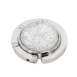 TANOSII Foldable Purse Hook Floding Handbag Hanger Bling Rhinestone Bag Holder for Table Desk 1 PCS White