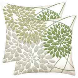 Doitely Sage Green Grey Dahlia Pillow Covers 18x18 Inch Set of 2 Summer Geometric Floral Elegant Green Gray Decor Pillow Case Outdoor Farmhouse Linen Square Cushion Cover Home Decor for Sofa Couch Bed