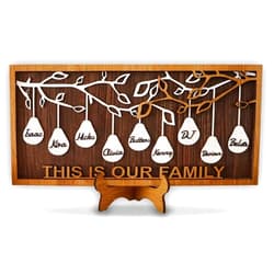 XENTUMI Personalized Christmas gifts for mom, Mother’s Day Gifts, Gifts for Mom 3D Wooden Family Tree Names Sign, Daughter and Son, Christmas Gifts for Grandma Birthday Anniversary Thanksgiving