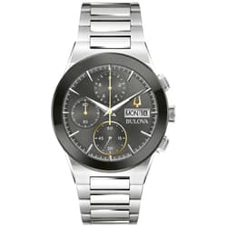Bulova Men's Modern Millenia Chronograph 6-Hand Quartz Stainless Steel Watch, Day/Date, Edge to Edge Crystal, 41mm